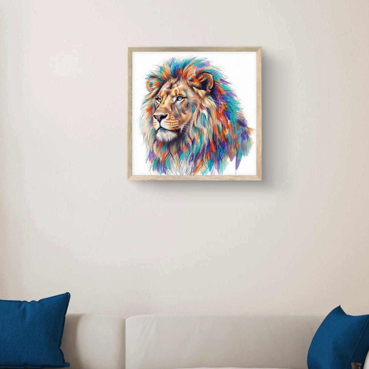 Colorful Lion – Modern Wildlife Wall Art 24inx24in