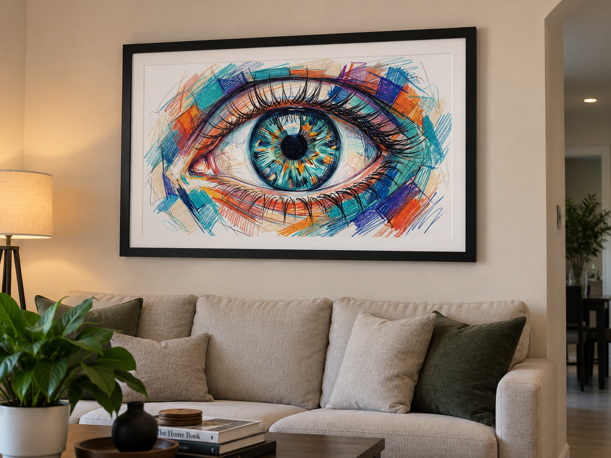 Colored pencil art piece Vision in Color, 24x36 inch hand-drawn artwork